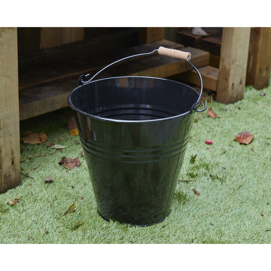 Bucket 12lt with wooden handle Black