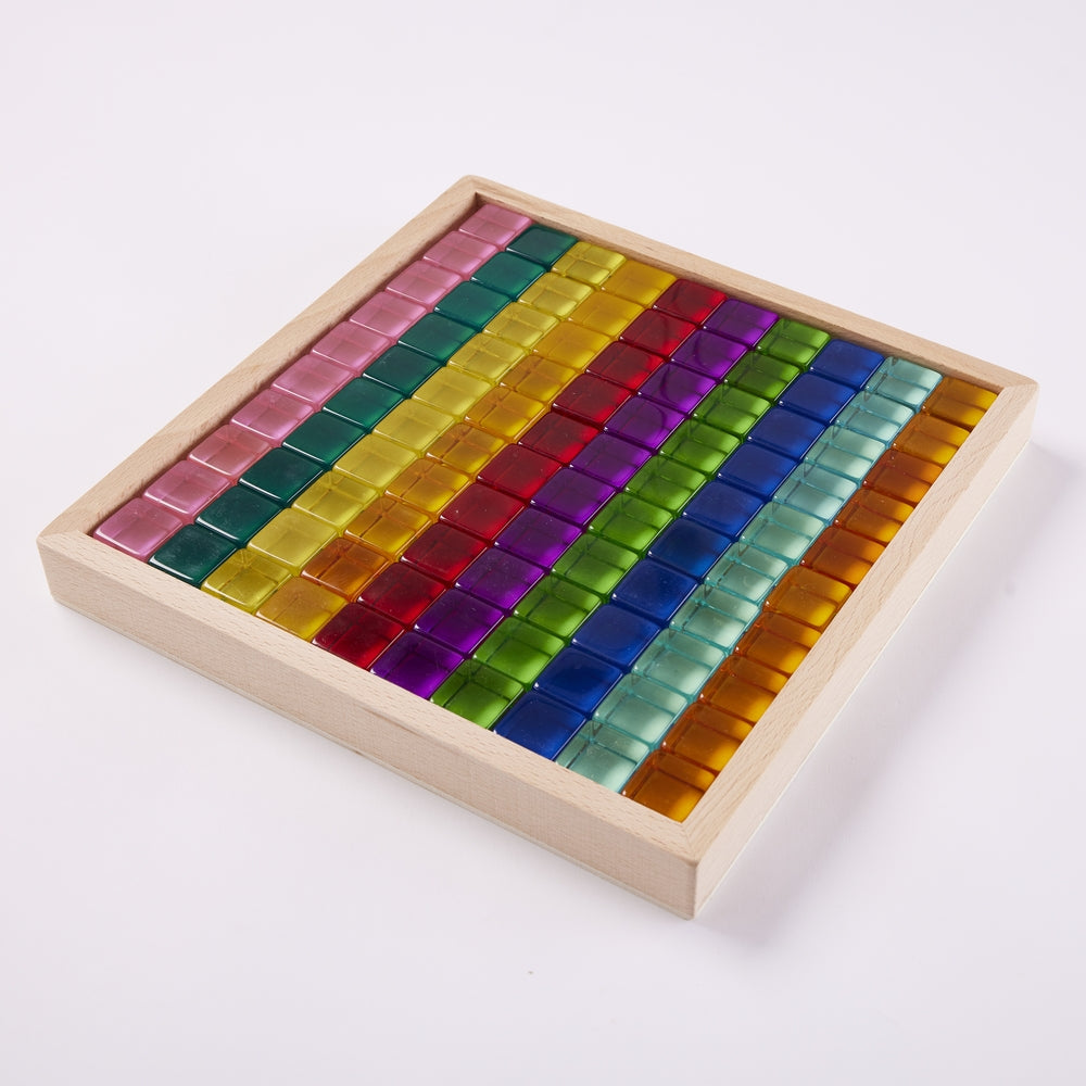Rainbow Gem Cubes & Tray 100pcs