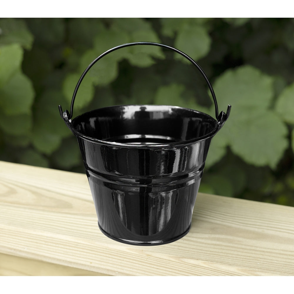 Small Bucket with Metal Handle Black