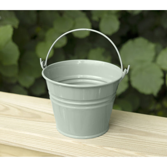 Small Bucket with Metal Handle Cement Grey