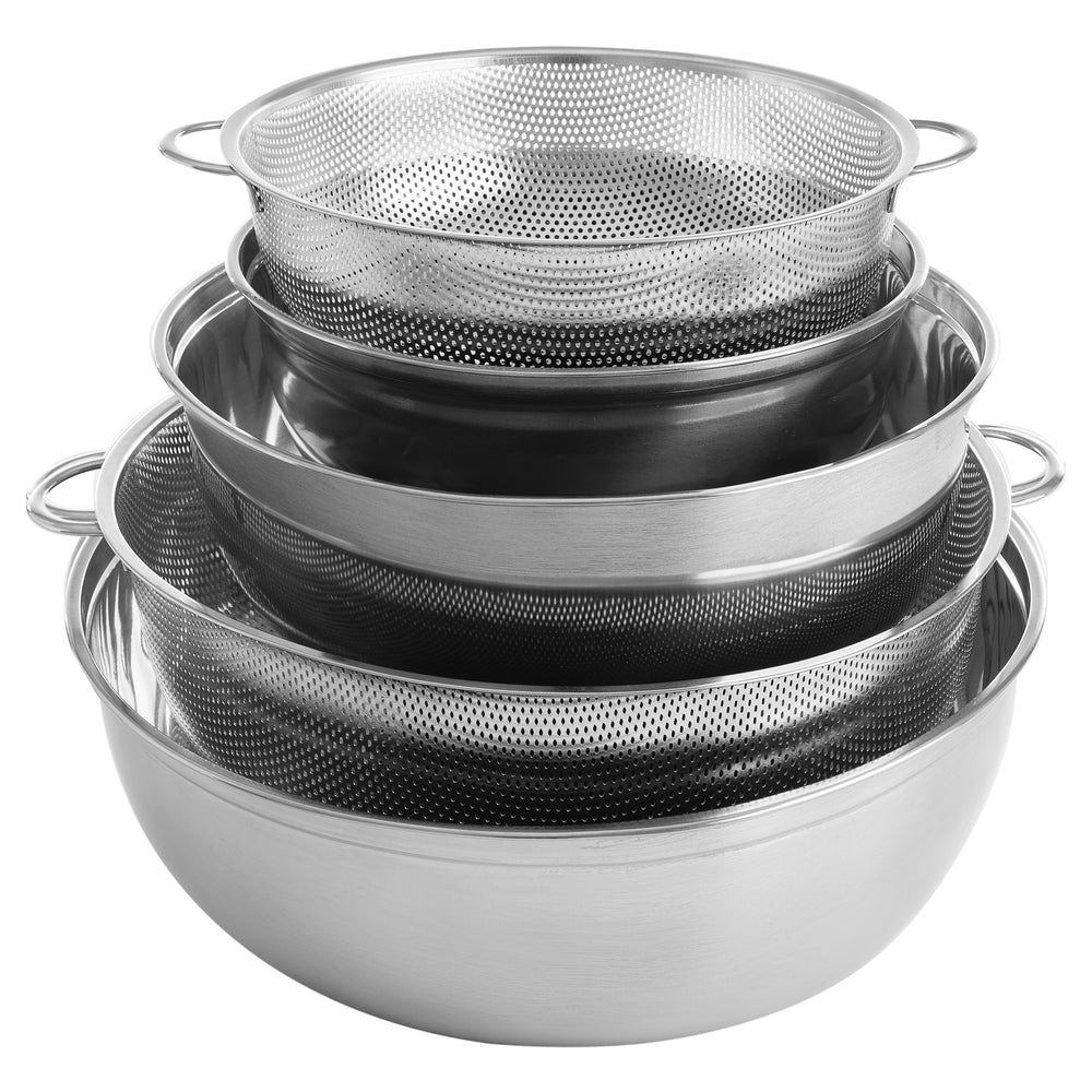 Metal Bowl and Colander Pack of 5