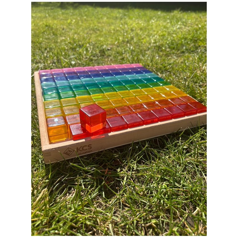 Rainbow Gem Cubes & Tray 100 Pieces