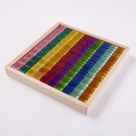Rainbow Gem Cubes & Tray 100 Pieces