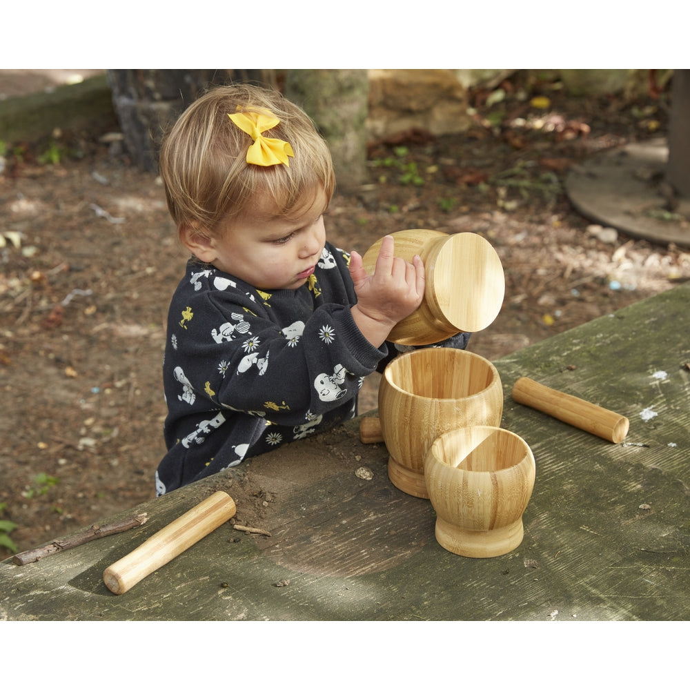 Wooden Pestle and Mortar Pack of 3